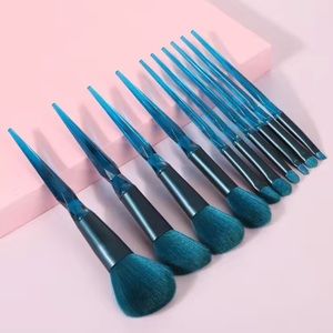 Crystal Handle Ocean Blue Makeup Brushes
